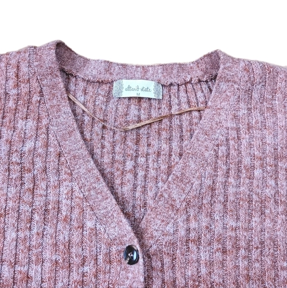Altered State Cardigan Sweater Sz Med Rust Cable Knit Crop V-Neck 3 Button Nwt - Picture 4 of 10